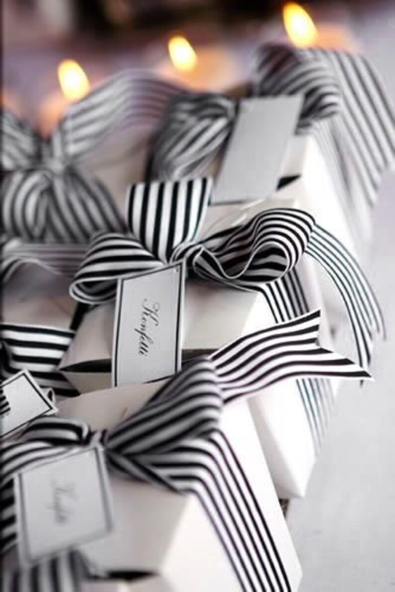 Black and White Striped Grosgrain Ribbon Gift Wrap Decor LBD007 - Etsy