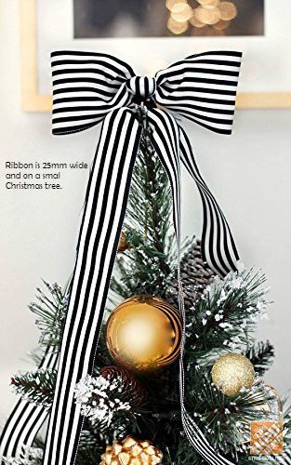 Black and white striped ribbon for christmas tree Outlet