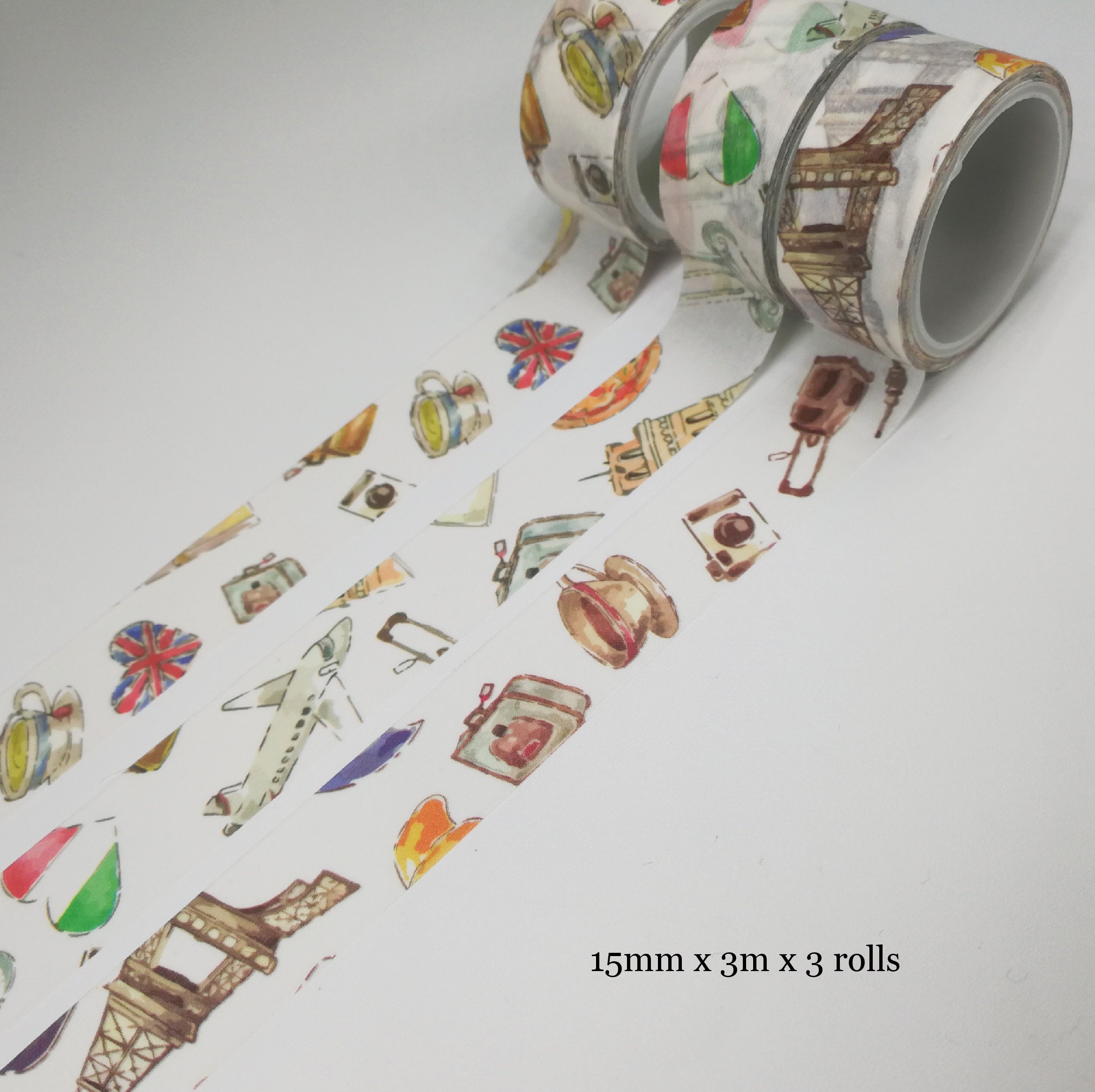 Travel the World Washi Tape 3 Rolls Set 15mm Wide - Etsy Australia