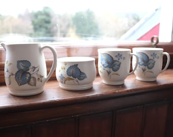 Sylvac Ceramics - Sugar Bowl, Milk/Cream Jug and Two Teacups