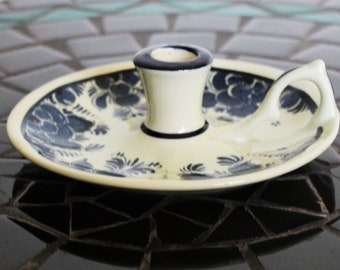 Vintage Blue and White Candle Stick Holder - Made in Holland