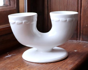 Vintage Carlton Ware, England - White Ceramic Double Eggcup