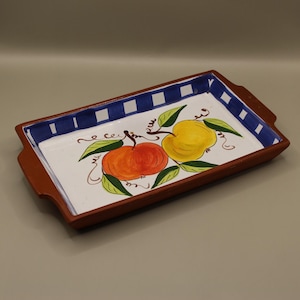Hand Painted Terracotta Serving Dish/Tray
