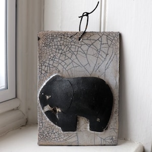 Raku Ceramic Wall Pocket - Elephant Design