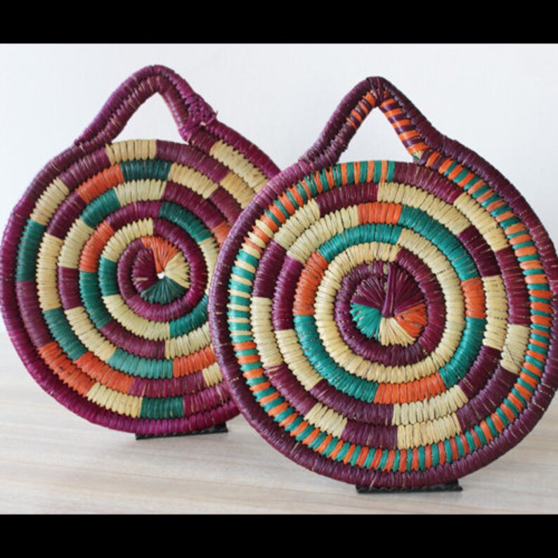 Pair of African Hand Woven Trays/lids/plates Etsy