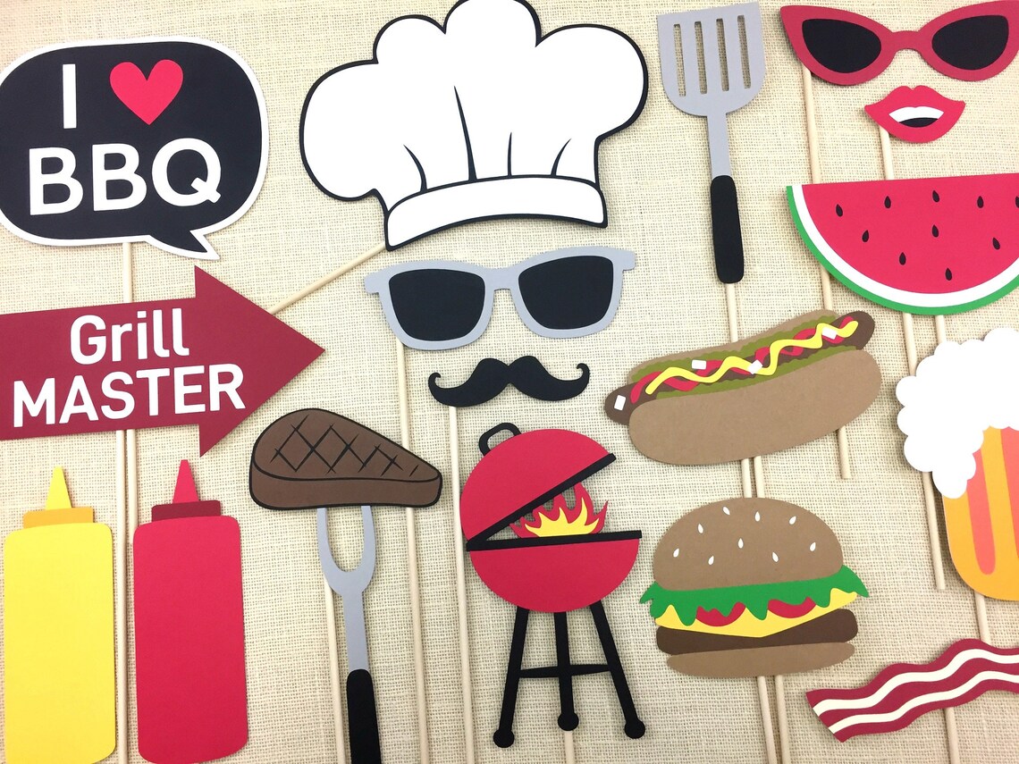 Bbq Party Photo Booth Props / Barbecue Theme / Birthday / | Etsy