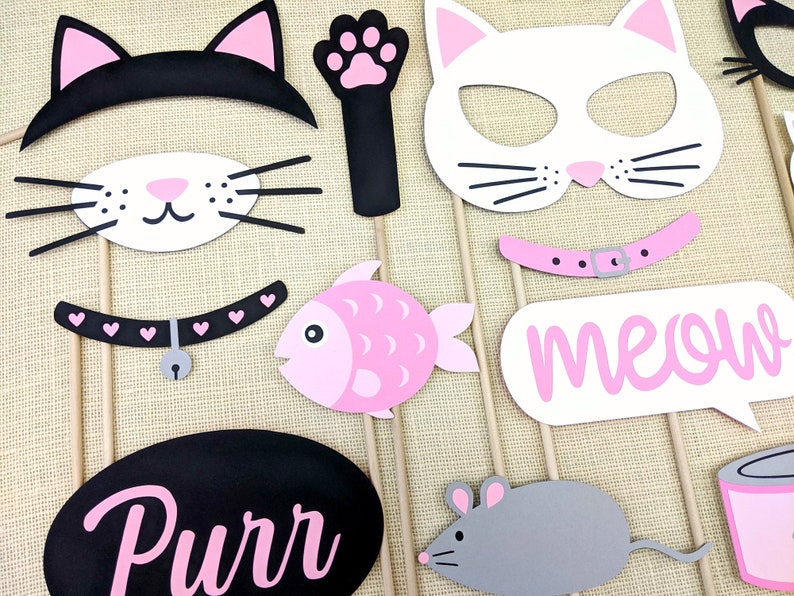 Cat Photo Booth Props / Kitty Cat Birthday Party / Cat Themed Etsy