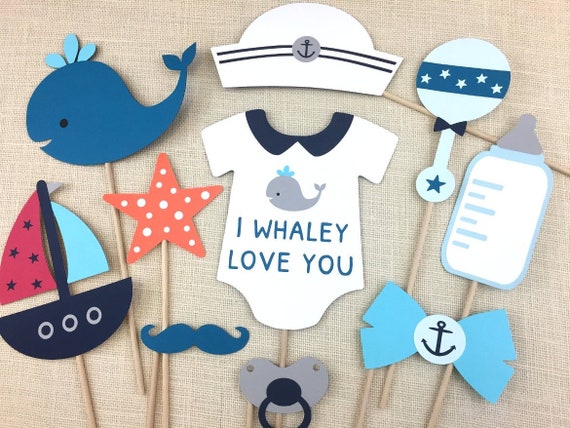 Whale Baby Shower Props Whale Theme Baby Boy Sailor Starfish Nautical Baby Shower Party Fully Assembled 10 Pc