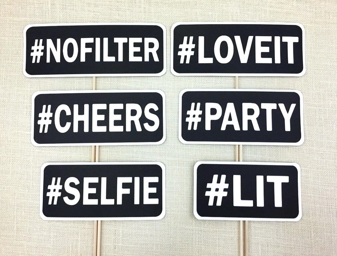 Hashtag Photo Booth Props / Customized Hashtag Words & Phrases Etsy