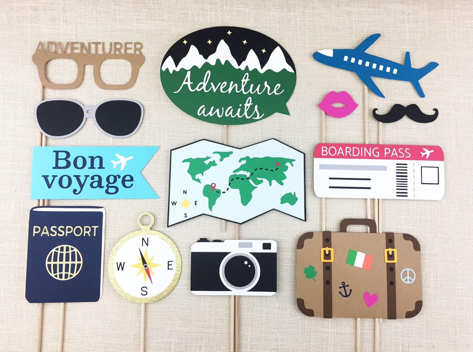 Travel Photo Booth Props / Going Away Party / Farewell / Bon Etsy