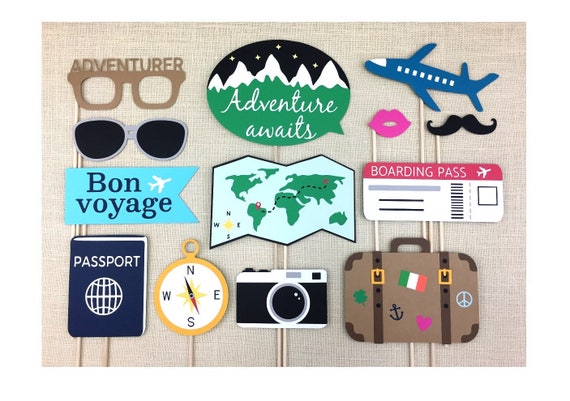 travel themed photo booth props