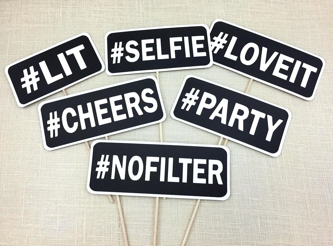 Hashtag Photo Booth Props / Customized Hashtag Words & Phrases Etsy