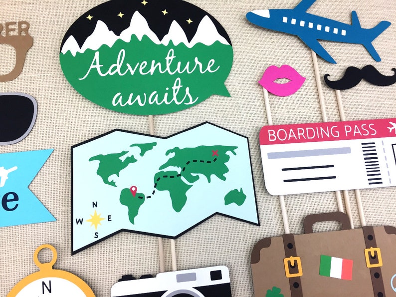 Travel Theme Photo Booth Props / Moving Away Party / Bon Etsy