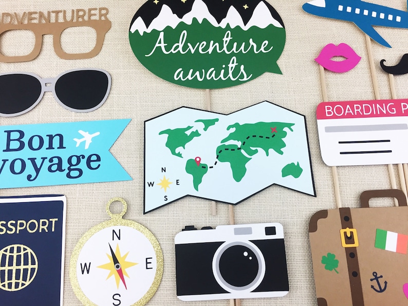 Travel Photo Booth Props / Going Away Party / Farewell / Bon Etsy