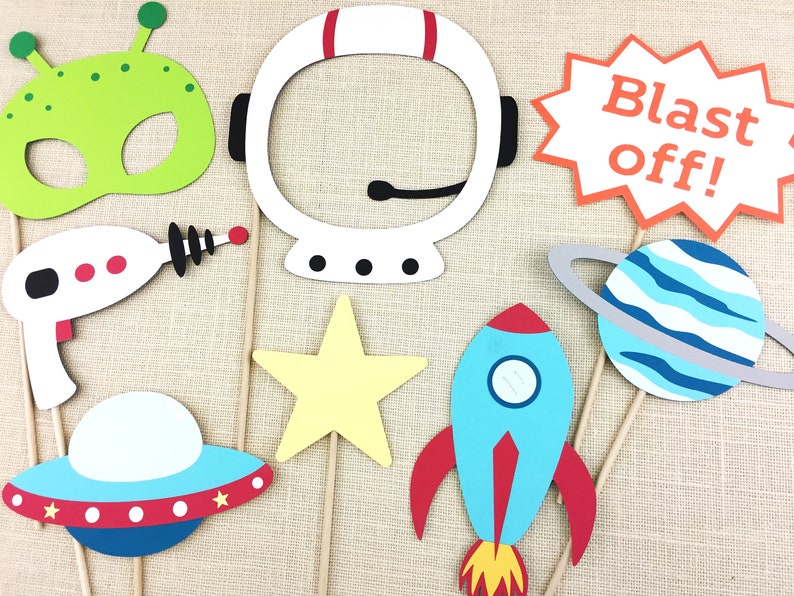 Outer Space Photo Booth Props / Space Themed Birthday Props / | Etsy