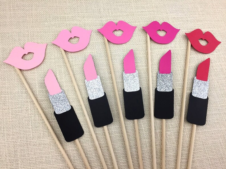 Lips and Lipsticks Photo Booth Props / Glitter Props / Bridal Etsy