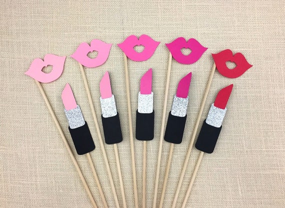 Lips and Lipsticks Photo Booth Props / Glitter Props / Bridal | Etsy