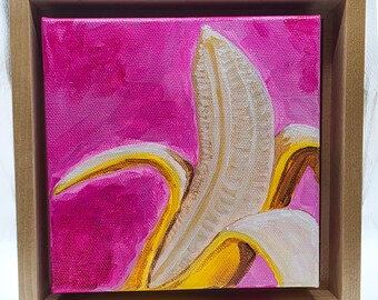 Take a Bite – 6x6 Original Acrylic Painting in Gallery Floater Frame | Foodie Art | Kitchen Wall Decor | Small Framed Artwork