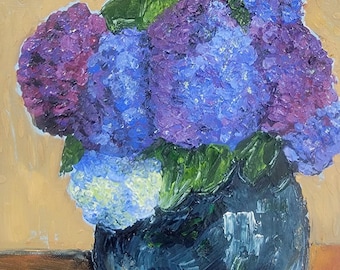 Summer Hydrangeas in Vase • Printable Wall Art • Floral Still Life Painting • Digital Download • Hydrangea Artwork • Instant Download