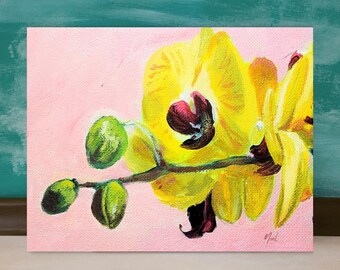 Yellow Orchids Printable Wall Art | Orchid Painting Digital Download | Floral Botanical Decor