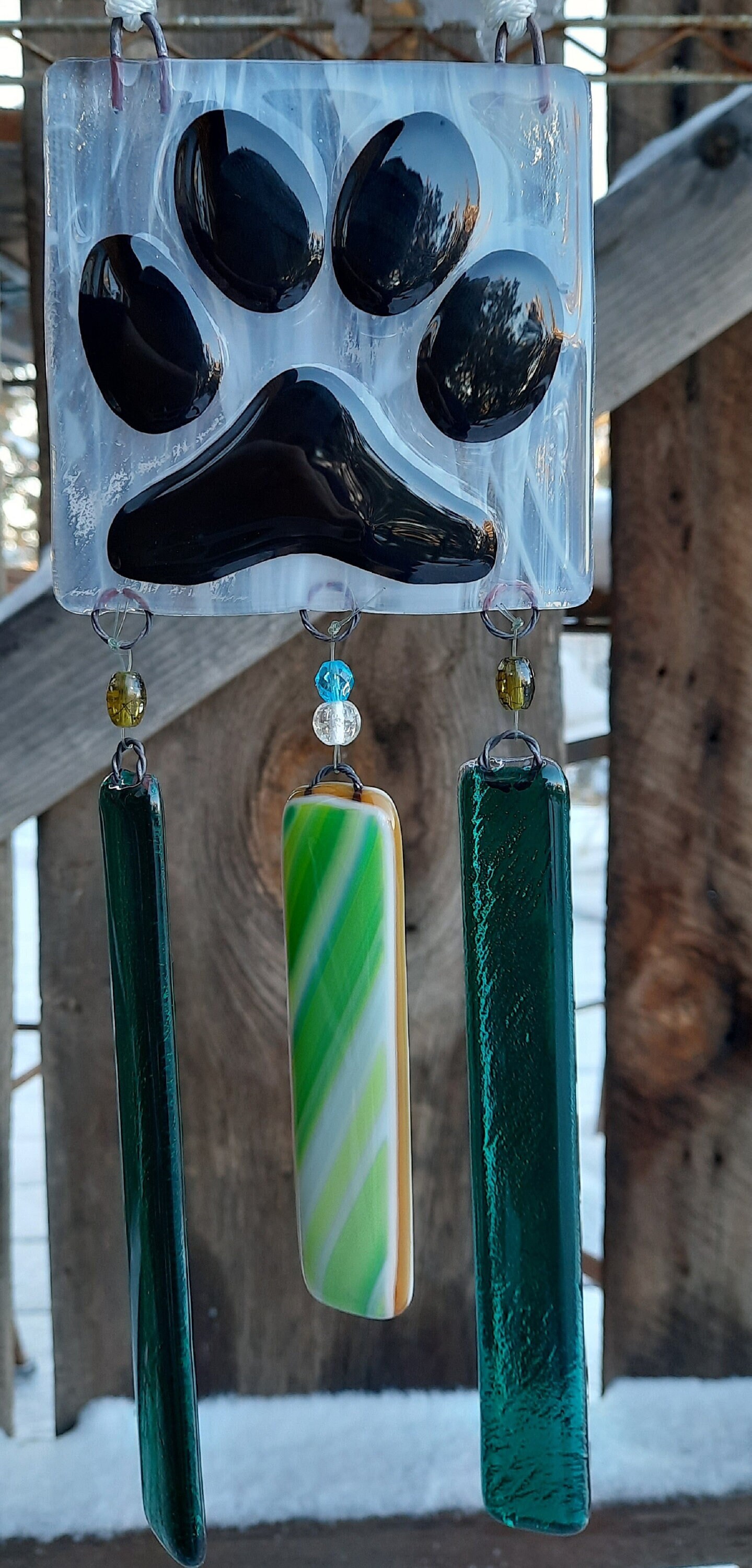 Custom Fused Glass Dog Paw Wind Chime FREE SHIPPING Etsy