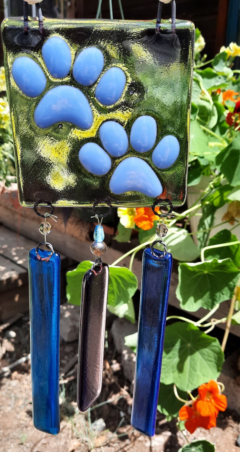 Custom Fused Glass Dog Paw Wind Chime FREE SHIPPING Etsy