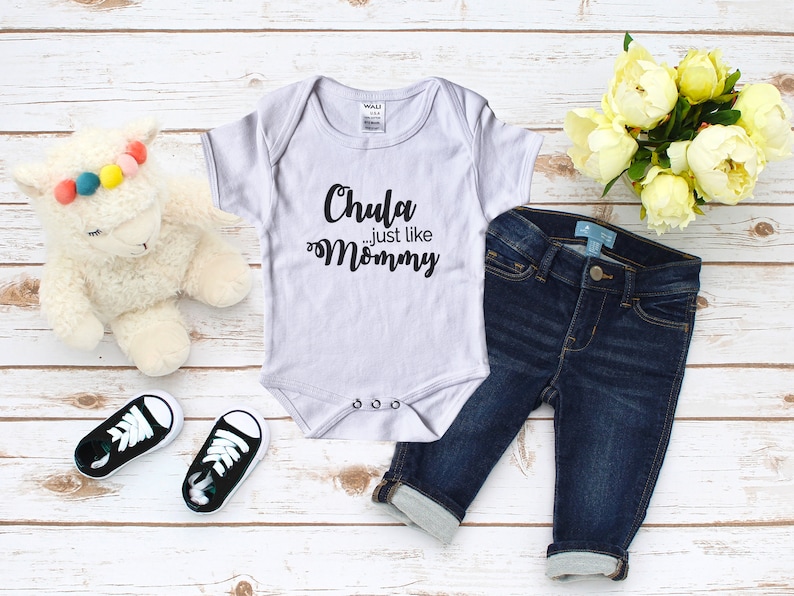 Chula Just Like Mommy Baby Onesie White and Black