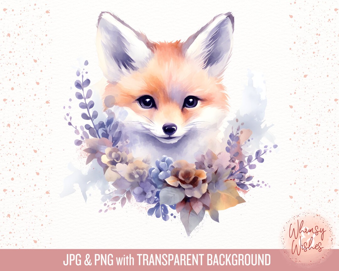 Winter Woodland Fox Clip Art, Woodland Animals Watercolor Clip Art