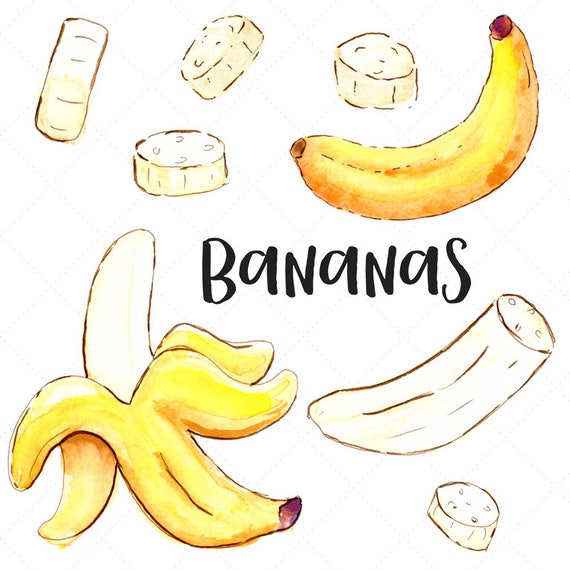Banana Akwarela Clip Art Akwarela Banany Banana Clip Art Banana Obrazy Cute Banana Ilustracje