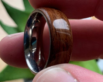 Santos Rosewood & Stainless Steel Bentwood Ring wedding ring - wooden wedding band