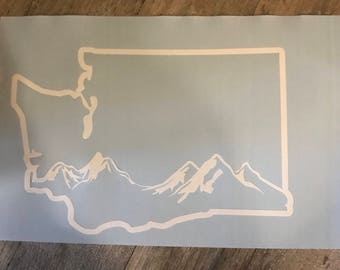 Washington state outline with mountains