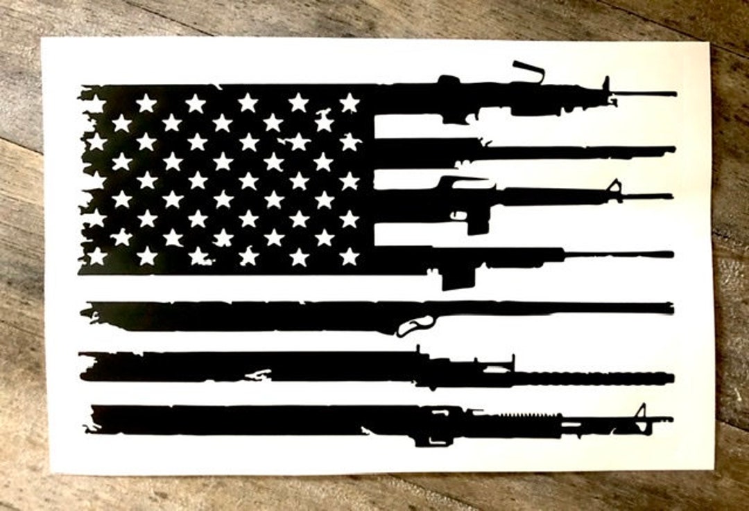 American Gun Flag Decal Etsy