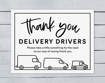 Delivery Driver Thank You Appreciation Snack Sign Printable - Etsy