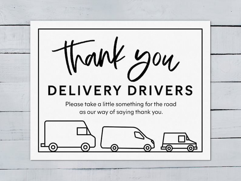 Delivery Driver Thank You Appreciation Snack Sign Printable Etsy