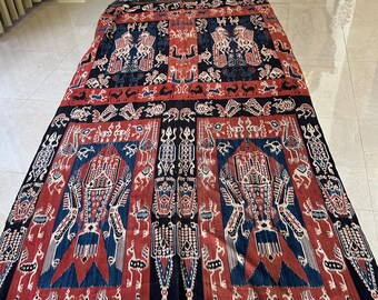 Handwoven IKAT from Indonesia,Tapestry, Animal Motifs