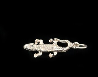 Alligator, Silber Reptil Anhänger - Handgemacht