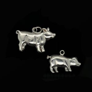 Sterling Silber Schwein Charm - Schmuck für Erwachsene und Baby Schwein, handgemachter Bauernhof Anhänger für Armband oder Halskette