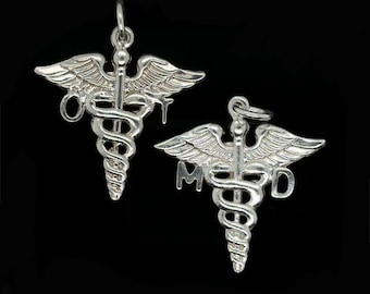 Medical Symbol Charms - 'MD' & 'OT' Charms, Silver