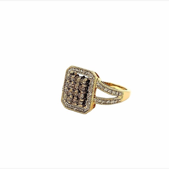 14kt Yellow Gold Ring with Chocolate and White Di… - image 2