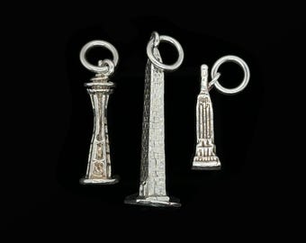 Vintage Sterling Silver 925 Washington Monument Souvenir Pendant