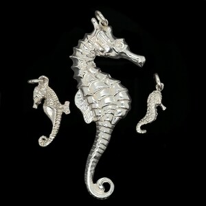 Seahorse Charm, Silver Marine Life Charm - Handmade