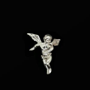 Sterling Silver Cherub Charm – Flying Angel Pendant, Handmade Religious or Guardian Angel Jewelry for Bracelet or Necklace