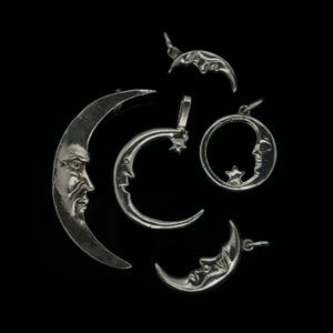 Sterling Silver Half Moon Face Charms