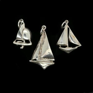 Segelboot Charms, Silber Schiff/Boot Charms - Handgemacht
