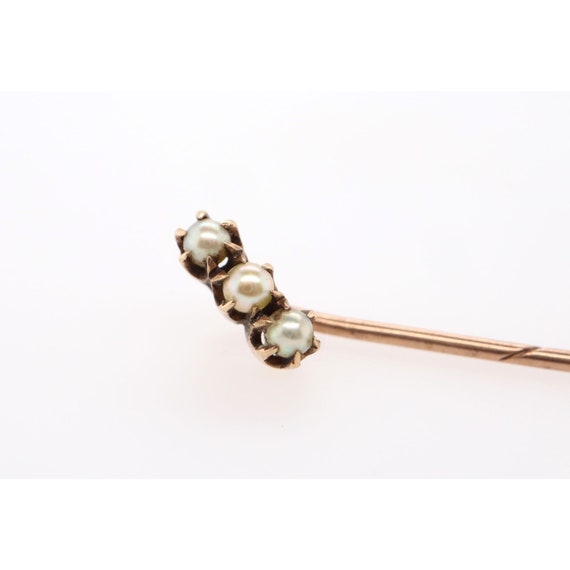 10kt Gold 3 Pearl Hat Pin - image 1