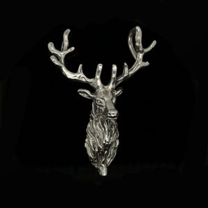 Großer Hirschkopf Anhänger aus Silber 925 – Großer Hirschkopf Anhänger, handgefertigtes Schmuckstück für Halskette oder Armband