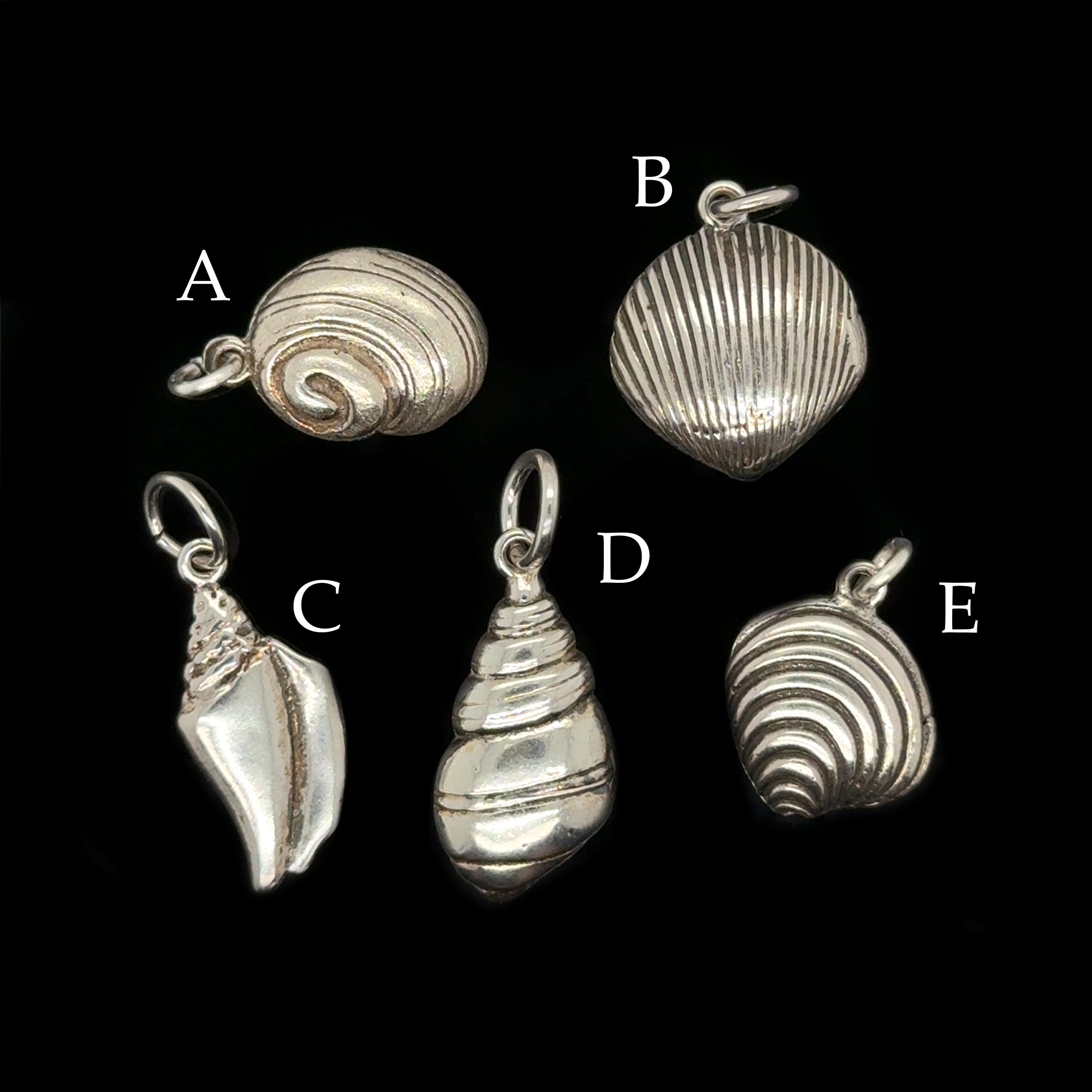 Handmade Sterling Silver Sea Shell Charms, Flatback Pendants - Etsy