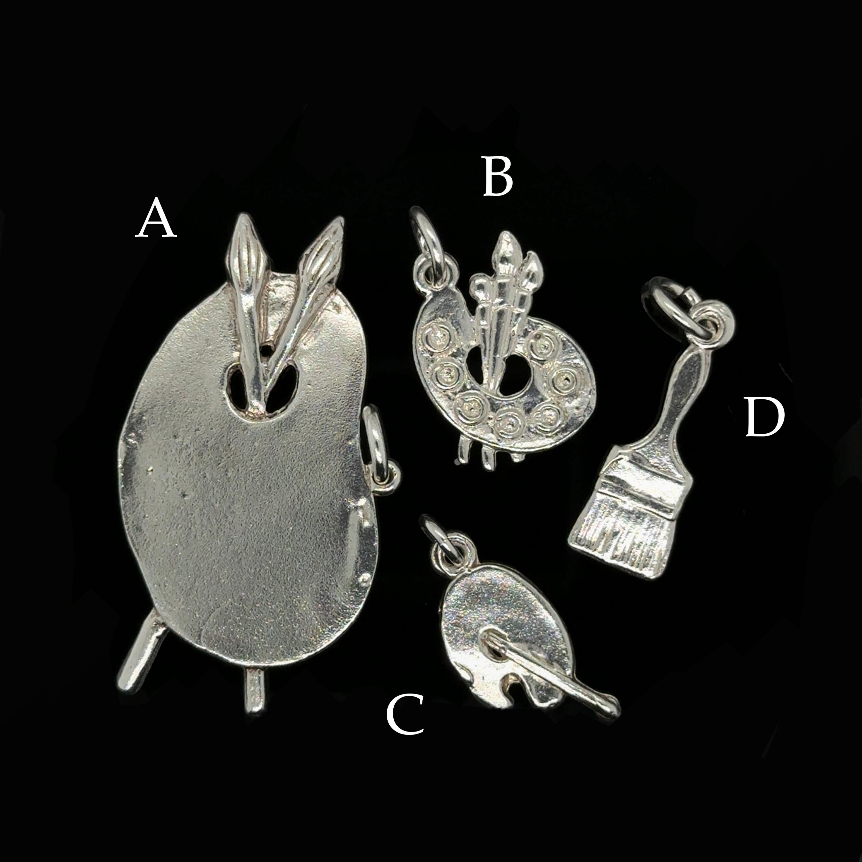 Silver Artist Paintbrush Charm - Pewter Painter Charm For Jewelry Making - USA Made