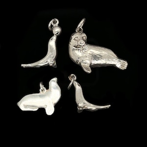 Sea Lion & Seal Charm Set, Silver Marine Life Charms - Handmade