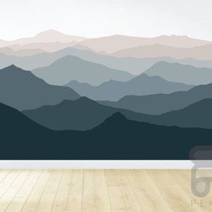 Removable Mountain Wall Decal / Mountain Wall Mural / Nursery Wall Decal / Peel and Stick Wall Mural